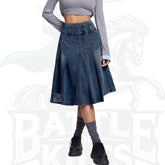 Women’s Denim A-Line Mini Pleated Skirt